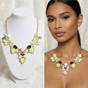 Gold-plated multicolor enamel Crystal chain necklace